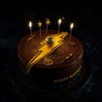 Lightning Bolt-Themed Harry Potter Birthday Cake with Golden Snitch