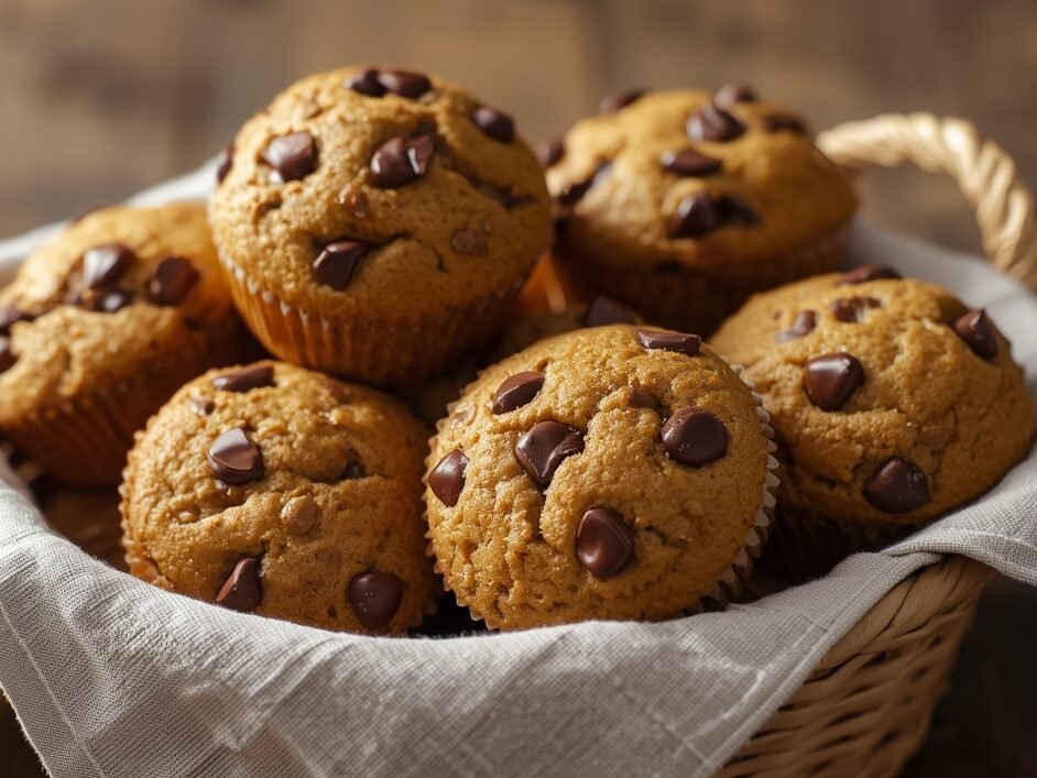 Nut-free sunflower seed flour muffins with chocolate chips – healthy gluten-free baking option