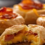 “Golden flaky breakfast hand pies filled with eggs, cheese, and bacon, perfect for meal prep, family breakfasts, or on-the-go mornings. Easy 5-ingredient recipe with freezer-friendly storage.”