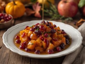 Cranberry apple twice-baked sweet potatoes drizzled with maple syrup – Recipench healthy holiday recipe.for very day