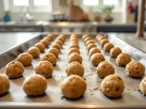 Sausage balls turning golden in the oven