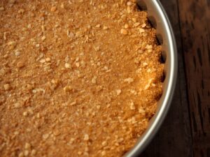 Pressed graham cracker crust in pan