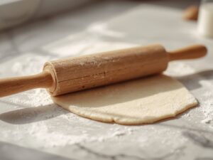 Rolling out pizza dough