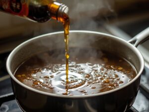 Seasoning soup with soy sauce and sesame oil