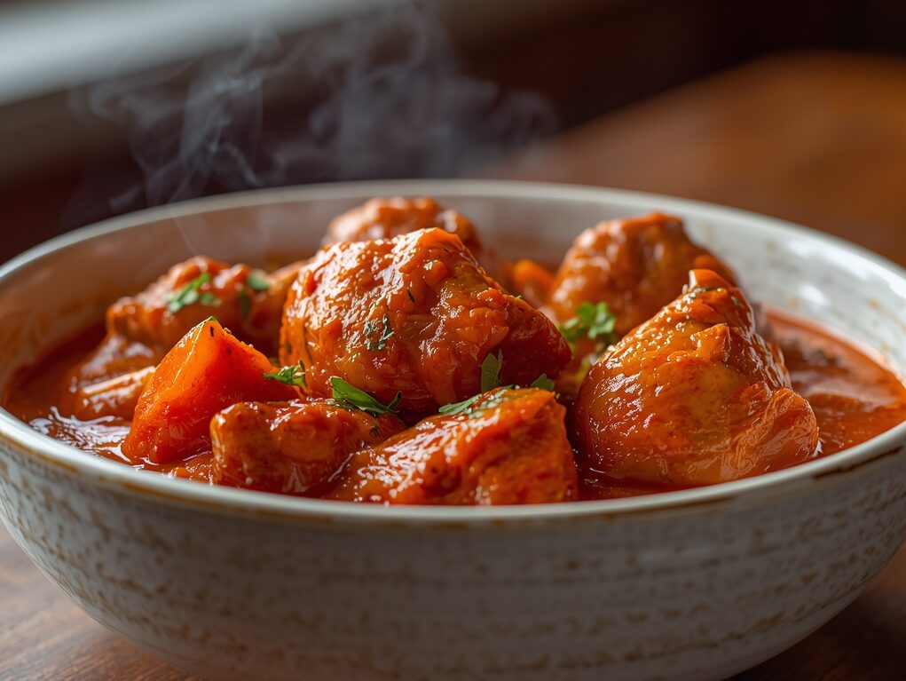 One-pot Nigerian chicken stew in rich tomato-pepper sauce