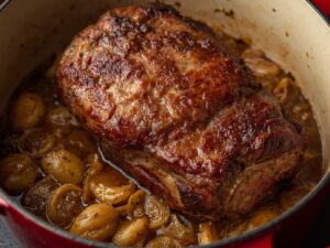 Searing completed beef resting after browning
