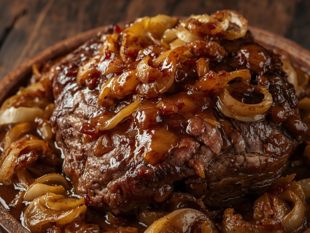 Juicy French Onion Pot Roast with caramelized onions